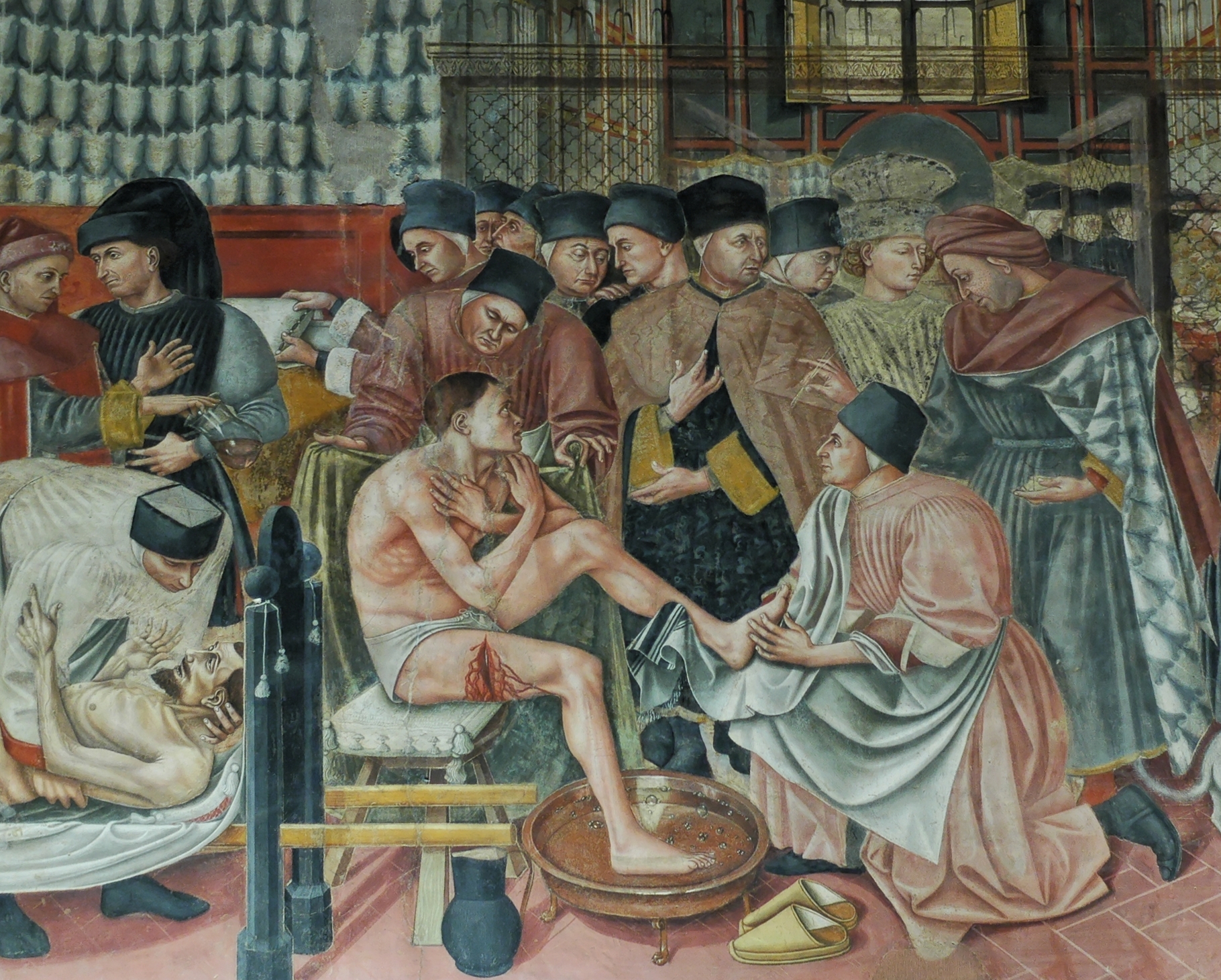 O Hospital de Santa Maria della Scala, afresco de Domenico di Bartolo, 1441–1442